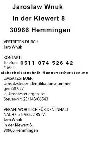 Anbieterkennzeichnung – Schlüsseldienst Hannover